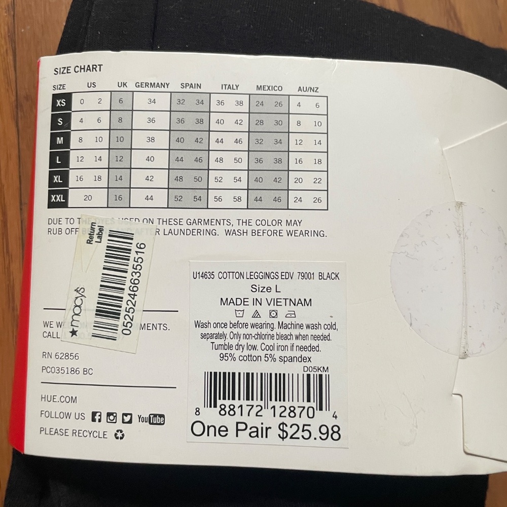 Hue Cotton Leggings Large - Picture 3 of 5